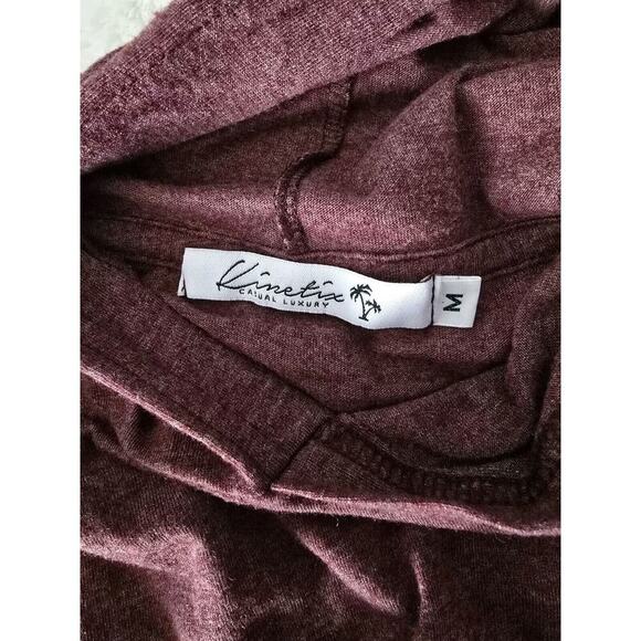 Kinetix Men's Soft Long Sleeve Hoodie Lightweight Stretch Tee Wine Red Medium - Picture 5 of 8